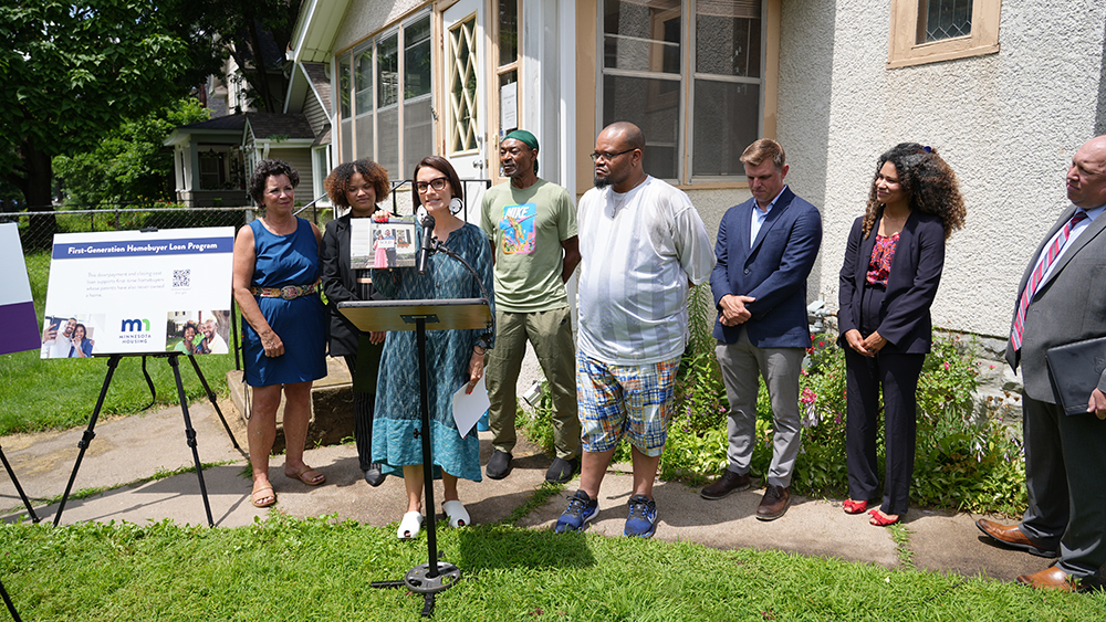 Lieutenant Governor Peggy Flanagan speaking at First-Generation Homebuyer Program launch event